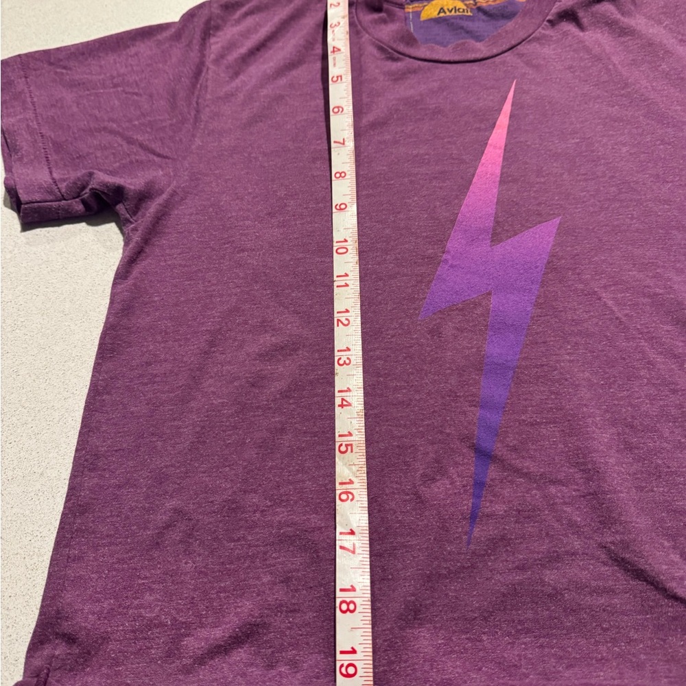 🌈 Aviator Nation Purple Lightning Bolt cropped T size s